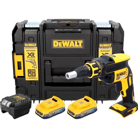 DeWalt DCF 620 E2T Akku Trockenbauschrauber 18 V 30 Nm Brushless + 2x Powerstack Akku 1,7 Ah + Ladegerät + TSTAK (1/5)