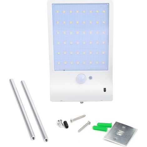 Applique murale de sécurité extérieure à 48 LED avec détecteur de mouvement PIR et télécommande à 3 modes, blanche (1/4)