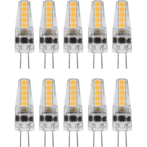 Ej.Life 10pcs Ampoules LED G4, 2W 3000K AC 12-24V Ampoules à Intensité Variable pour Lustre Plafonnier Lampe de Table Blanc Chaud (1/5)