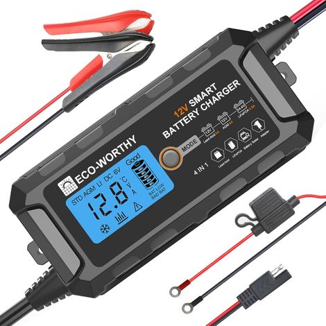 Chargeurs de Batterie 5A 12V pour Auto Chargeur de Batterie Chargeur d'entretien avec Activation de la Batterie au Lithium pour Voiture Camion Moto Tondeuse Bateau Batteries Marines (1/5)