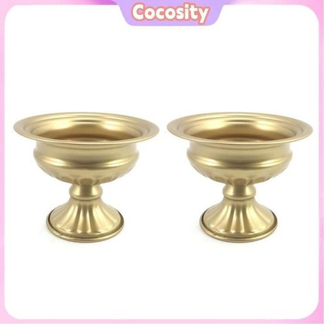 Cocosity Vase en métal rétro Vase en métal doré rétro en forme de verre à vin, 2 pièces, Design Vintage, luminaire decoration (1/5)