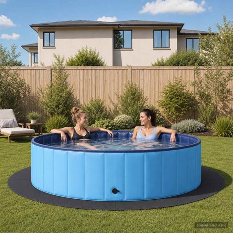 vidaXL Tapete para piscina 16 uds. Ø 235 cm Redondo Espuma EVA Negro (1/5)