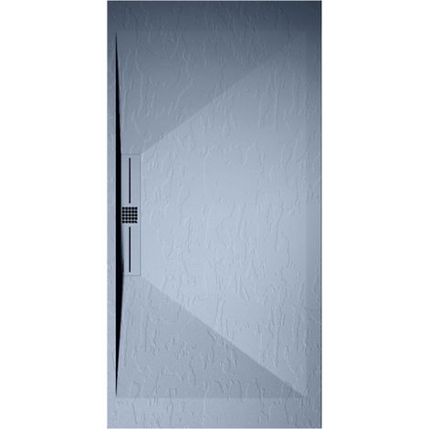 Receveur de douche 80x80 cm extra plat EDIS en résine surface ardoisée gris cendre Grille gris cendre
