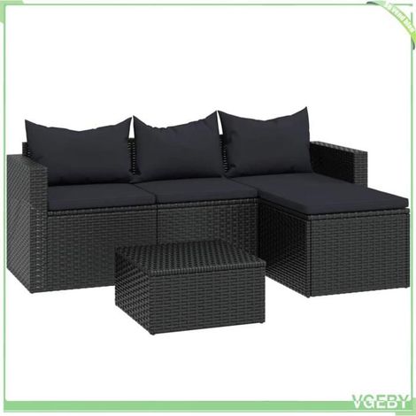 Salon de jardin - FAFEICY - 362330 - Noir - Résine tressée - Canapé 3 places modulable (1/5)