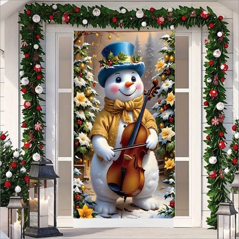 Tapis de porte de noël en tissu Polyester réutilisable,-UN (1/2)