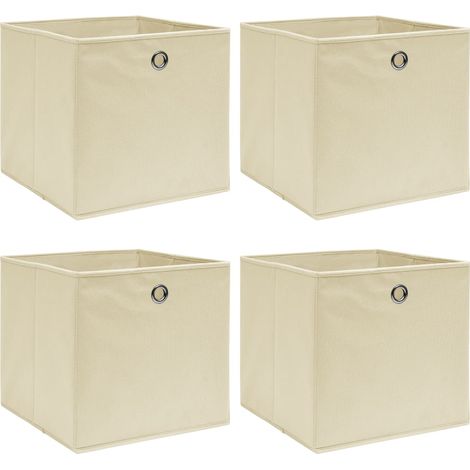 Boîtes de rangement 4 pcs Crème 32x32x32 cm Tissu