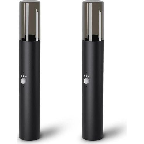 Lot de 2 Lampes de socle avec détecteur de mouvement et capteur crépusculaire – Lampadaire extérieur pour 1x ampoule E27 ronde Hauteur 50 cm IP44 (1/5)