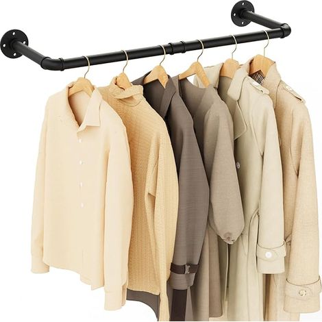 Porte - manteau mural industriel 80cm, fer fort et amovible pour la maison, salle de bains, noir, lot de 1 (1/5)