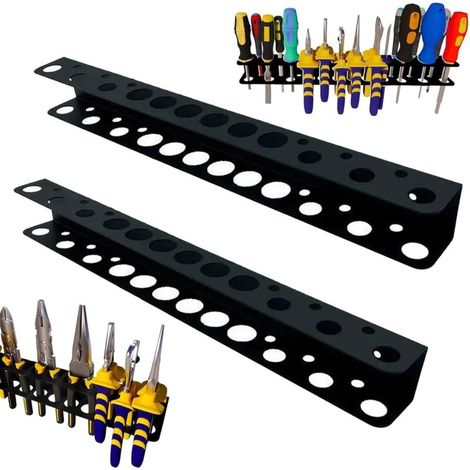 Organisateur de Tournevis,2 Pièces Support de Tournevis,Support Mural Tournevi,Tournevis Étagère Murale,Organiseur Mural en Acier,Étagère Murale Porte-Outils,pour Garage,Sous-Sol