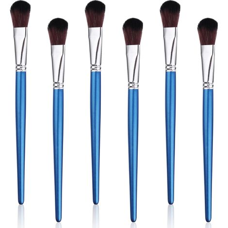 Lot de 6 pinceaux ronds de 23 mm, pour peinture acrylique. Ces pinceaux sont composés de pinceaux estompeurs ovales en nylon fin, avec un manche court en bois, parfaits pour l'aquarelle.