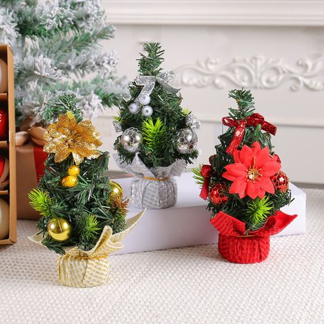 Mini sapin de noël artificiel, 3 pièces, petit arbre de noël, pour salle à manger, ornements de table (vert) YMYNY (1/5)