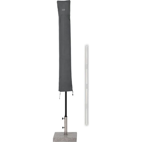 Housse de parasol Sekey pour parasols de Ø 240 cm, Ø 270 cm et Ø 300 cm, avec mât et fermeture éclair, gris foncé (1/5)