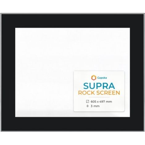 Vitre Supra ROCK SCREEN - Verre Rectangle Sérigraphié pour poêle à bois - 605 x 497 mm (L1 x H1) - 3 mm (1/5)