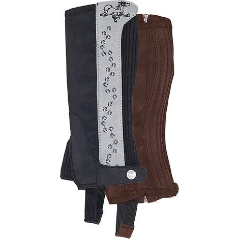 12 Jahre, Schwarz mit hellgrauem Band 10: Kinderreitleggings aus weichem Wildledermaterial Modell Amara mit Reißverschluss und kontrastierendem Gummiband (1/2)