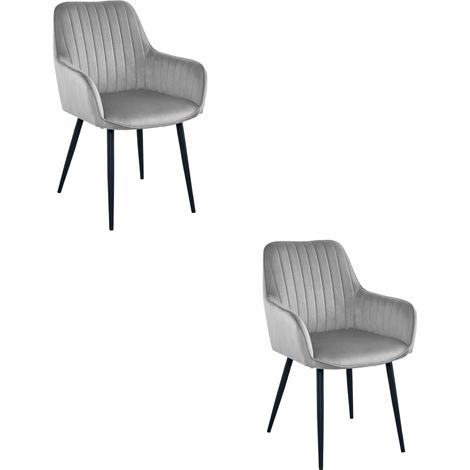 Set di 2 sedie Solden in velluto grigio argento e gambe nere (1/5)