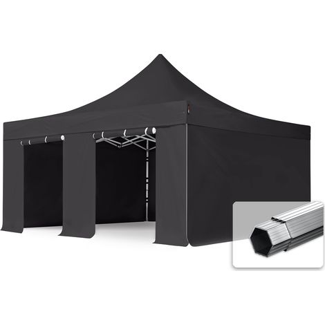 5x5 m Faltpavillon, PROFESSIONAL Alu 50mm, Seitenteile ohne Fenster, schwarz