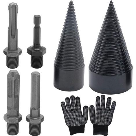 Fendeuse de bûches de 45 mm et 32 mm avec 4 tiges de perçage, outil de fendage de bûches, convient pour une utilisation à la maison, en extérieur et dans le jardin (1/5)