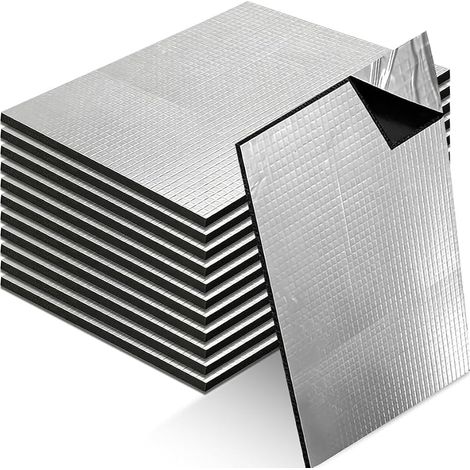 12 Pièces Tapis D'Isolation Acoustique 250 x 180 x 5 mm, Isolant Phonique Voiture Tapis D'isolation Phonique pour Voiture Étanche Moteur Ignifuge Porte (1/5)