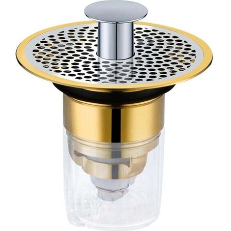 Bonde Lavabo Universel 34-37mm avec Plaque Filtre et Tamis Anti-Bouchage pour Évier Salle de Bain