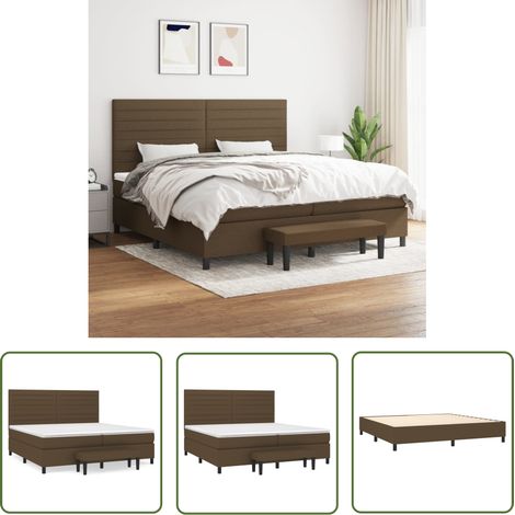 The Living Store Boxspringbett mit Matratze Dunkelbraun 200x200 cm Stoff - Boxspringbett - Doppelbett - Bettenrahmen - Schlafsystem - Polsterbett (1/5)