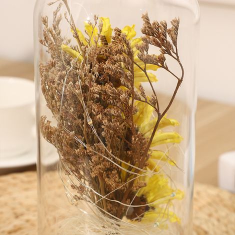 Tournesol artificiel sous cloche en verre avec lumière LED, idéal pour la Saint-Valentin ou la fête des Mères. (1/5)