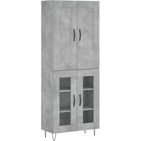 Maison Exclusive - Buffet haut Gris béton 69,5x34x180 cm Bois d'ingénierie (1/5)