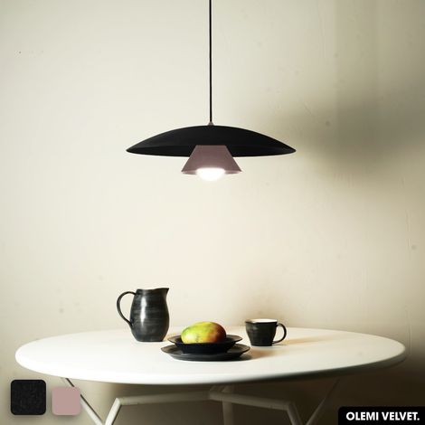 Lampe de suspension en velours - OLEMI VELVET  NOIR - ROSE (1/2)