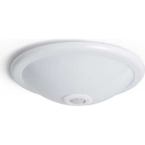 Plafonnier LED Rond 2x E27 avec Détecteur de Mouvement PIR et Crépusculaire Blanc (1/5)