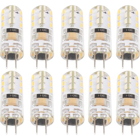 Lot de 10 ampoules LED G4 à double culot, 1,5 W, 110 V CA, 110 lm, en silicone, pour éclairage paysager et extérieur (cour, jardin, etc.), blanc chaud 3000 K