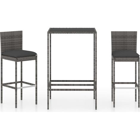 Maison Exclusive - 3-tlg. Gartenbar-Set mit Kissen Poly Rattan Gr