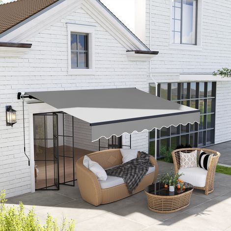 Store rétractable en aluminium pour fenêtres et portes avec protection UV30+ et inclinaison réglable 360x220 cm Gris