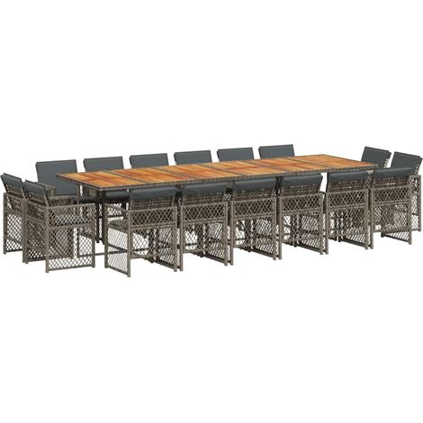 Maison Exclusive - Set comedor de jardín 17 pzas y cojines ratán (1/5)