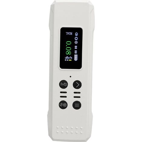 Détecteur de rayonnement nucléaire haute sensibilité avec alarme sonore et lumineuse, écran LCD HD et compteur Geiger pour rayons γ, X et β (blanc). (1/5)