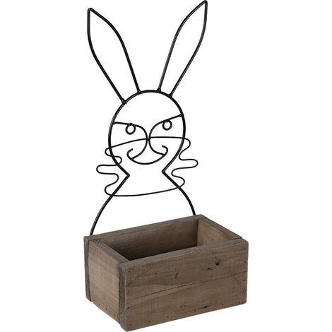 Pot de Fleurs en Forme de Lapin en Bois Brun, Cache-Pot Décoratif pour Plantes d'Intérieur - PANGIVO (1/4)