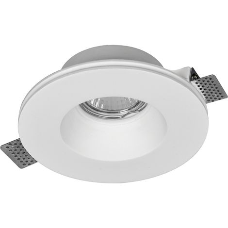 Portafaretto in gesso GU10 / MR16 da incasso 130x130x45mm Bianco Rotondo Novaline