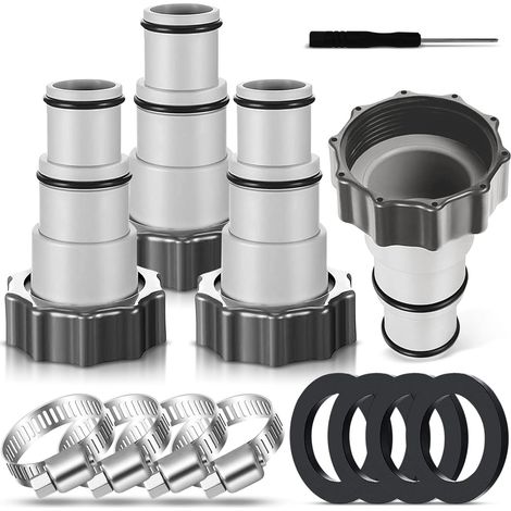 2 Adaptador de manguera de piscina de repuesto para bomba Intex A, ajuste para manguera de 32 mm y 38 mm (1/5)
