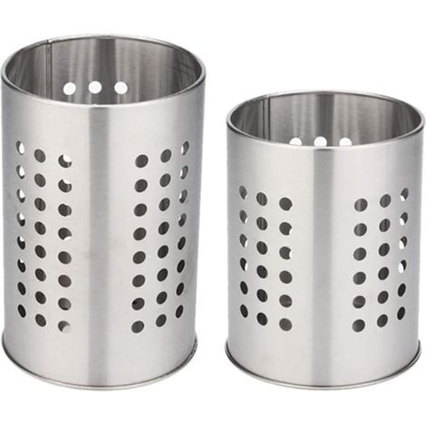 Set of 2 Stainless Steel Kitchen Utensil Holders - Large Kitchen Utensil Organizer - INHHUB (1/5)