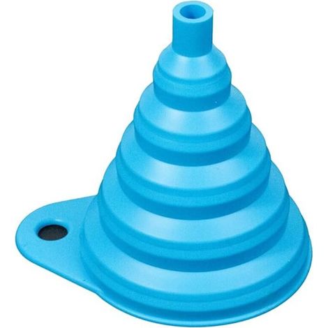 Entonnoir de cuisine pliable en silicone, résistant aux éclaboussures, à suspendre, bleu (1/5)
