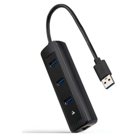 Hub USB 3.0 Nanocable 10.16.4604/ 3xUSB/ 1xRJ45/ Negro
