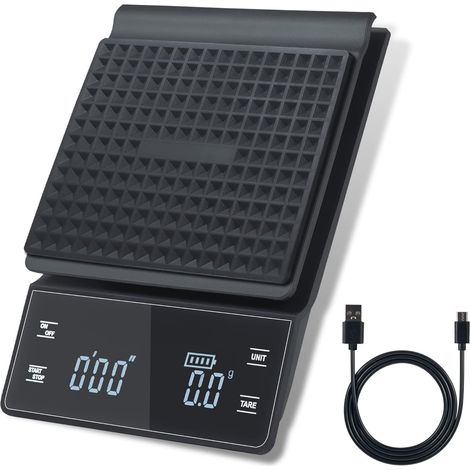 Balance de cuisine numérique 5 kg, précision 0,1 g, écran LCD, boutons tactiles, minuteur, conversion d'unités - Idéale pour le café, la pâtisserie, le barbecue et les accessoires de cuisine (1/5)