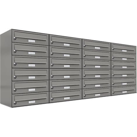 24er Premium Briefkasten Aluminiumgrau RAL Farbe 9007 für Außen Wand Postkasten 4x6 (1/5)