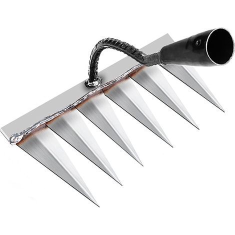 Rateau Jardin, Outillage de Jardin, Rateau de Désherbage Outils Jardinage, Rateau Gazon Scarificateur Manuel 6 Dents en Acier, Houe Jardinage, pour Désherbage/Ameublissement du Sol/Semis (sans Bâton) (1/4)