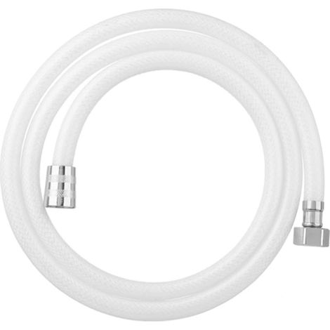 Schläfer 801290 Flessibile Doccia Vasca, Tubo Doccia Flessibile e Antitorsione, Lunghezza 1,2 metri, Connessioni in Ottone, Misure 1/2"x 1/2", Materiale in PVC Retinato Bianco (1/5)