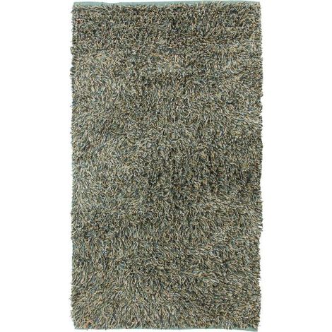 BASTIEN - Tapis toucher laineux bleu vert 70x110 (1/4)
