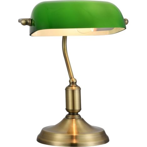 Lampe à poser lampe de table lampe de banquier lampe de banquier bureau laiton vert E27 (1/4)