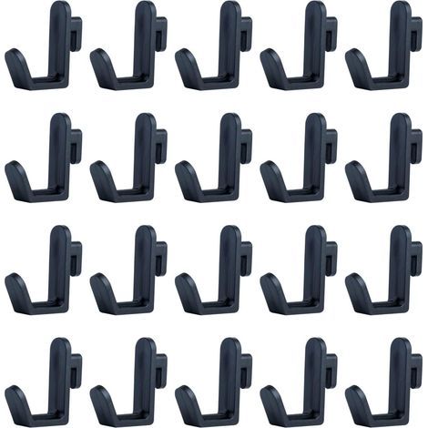 CCYKXA 20 Pcs Plastic J-Shaped Hooks for Storing and Organizing Tool Accessories (Black) (1/5)