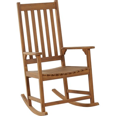 Silla mecedora de madera de acacia clara retro vintage interior exterior Bojano (1/5)