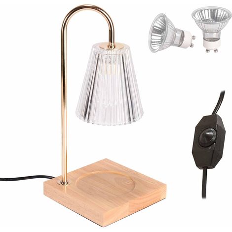 Dimmable candle warmer lamp with 2 aromatherapy bulbs for home, office, bedroom, living room, gift (transparent) (1/5)