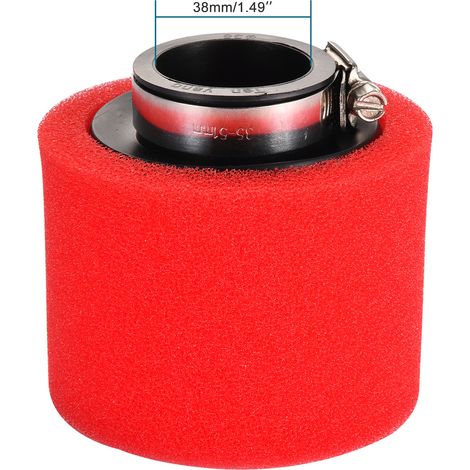 [2-Pack] 38mm Dual Layer Red Sponge Air Filter, Universal Air Filter for Off-Road Motorcycles and ATVs, Washable Heavy-Duty Air Filter Kit--BIEMMEDUE (1/5)