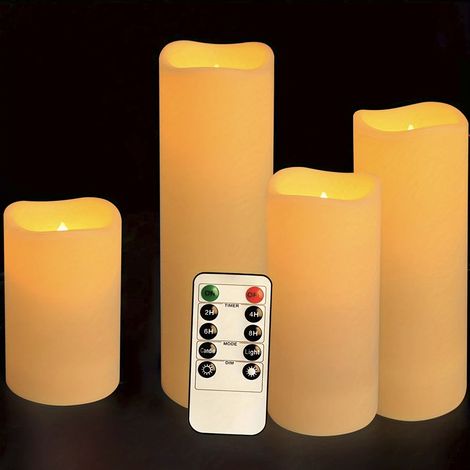 (4) Bougies LED sans flamme avec télécommande, adaptées aux décorations de mariage et de fêtes familiales. (1/5)